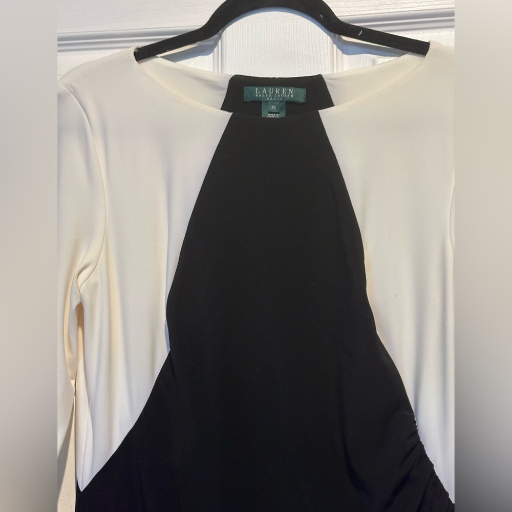Lauren Ralph Lauren Long Sleeve Two-Toned White Black Polyester
Dress Sz 10 - Picture 3 of 3